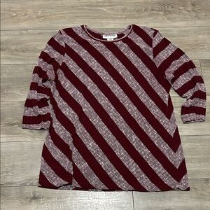Striped Burgundy and Gray Sweater